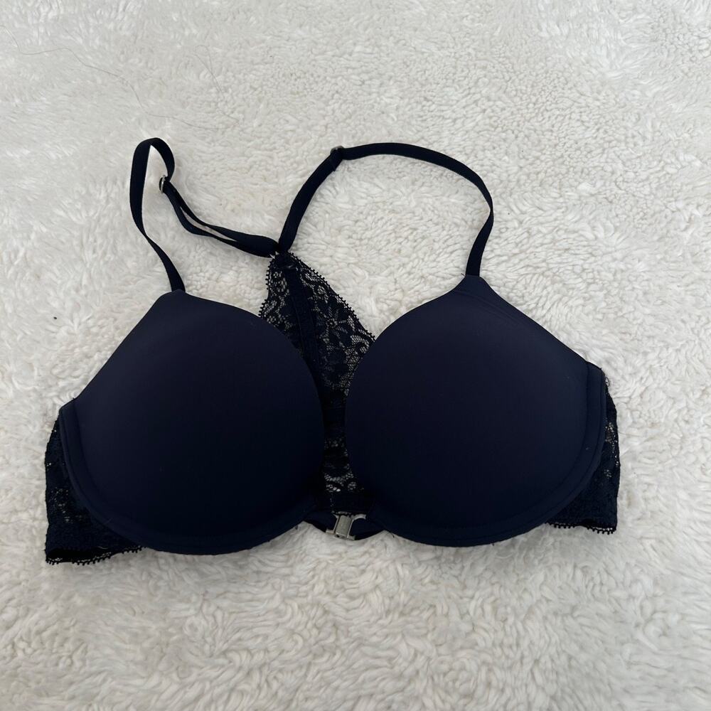 Gilly Hicks VTG Womens Push Em Up Lace Racerback Bra Sz 32C Preppy Casual Soft